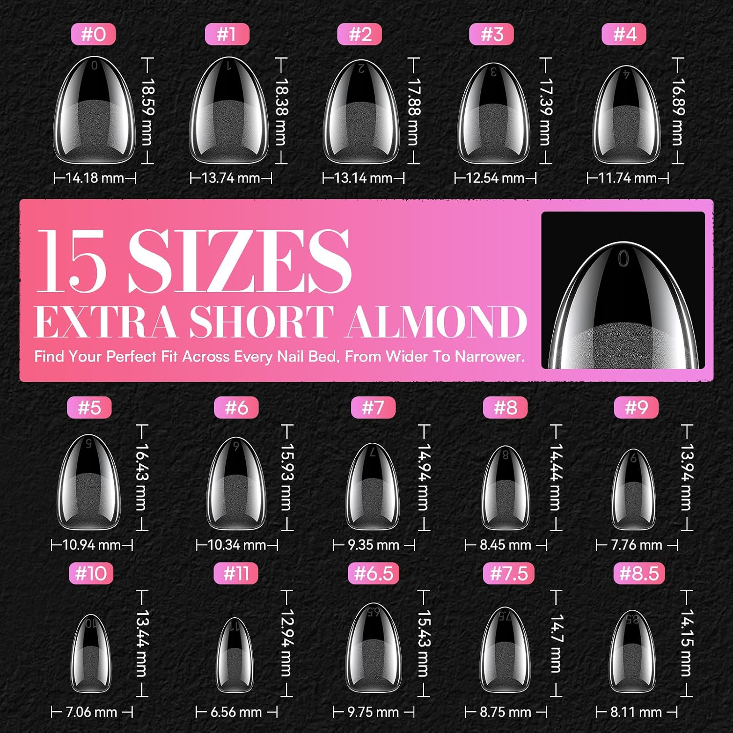 Thumbnail 6 de Makartt Almond Nail Tips, Extra Short