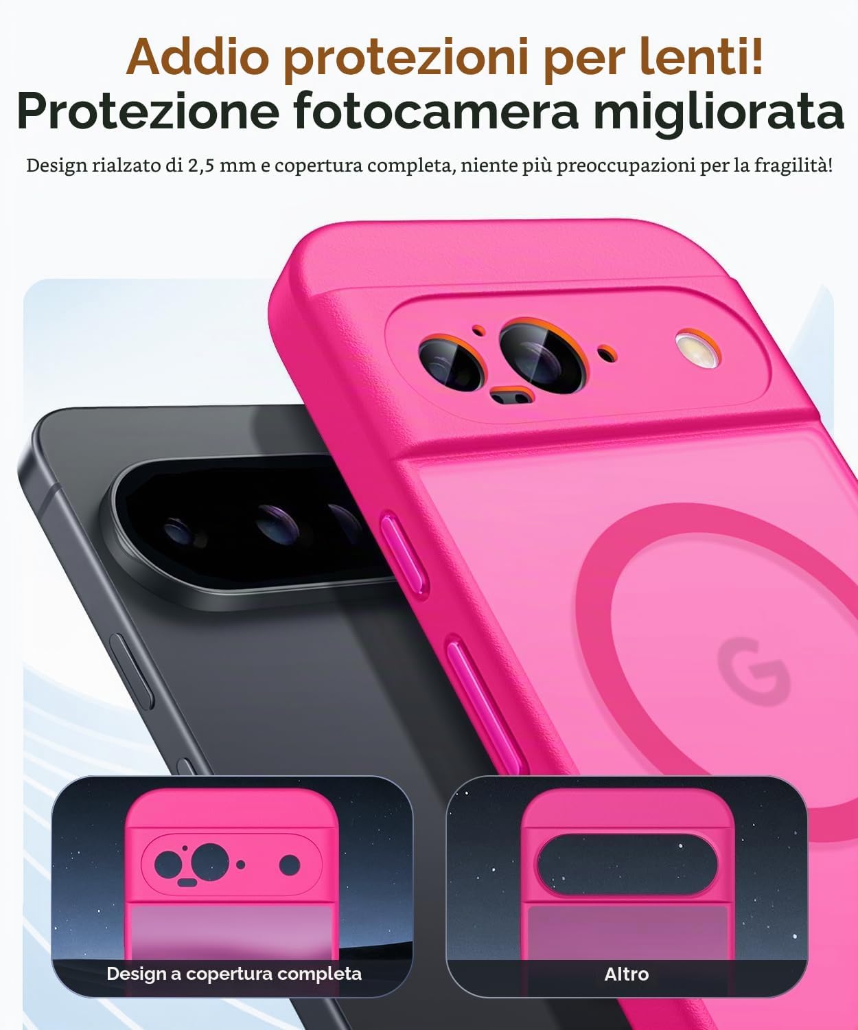 Detalle de CANSHN Magnetica Cover per Google Pixel 9 (6.3") - Rosa Calda, Traslucida Opaca