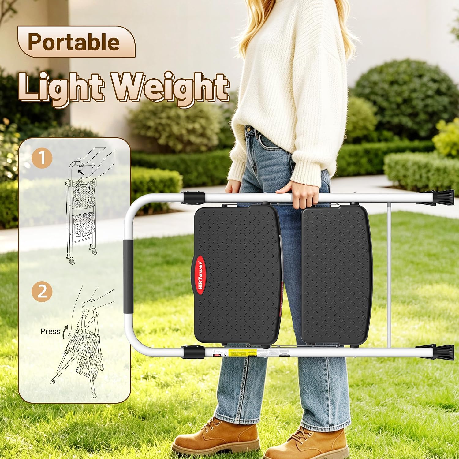 Thumbnail 6 de HBTower 2-Step Ladder, 330 lb Capacity