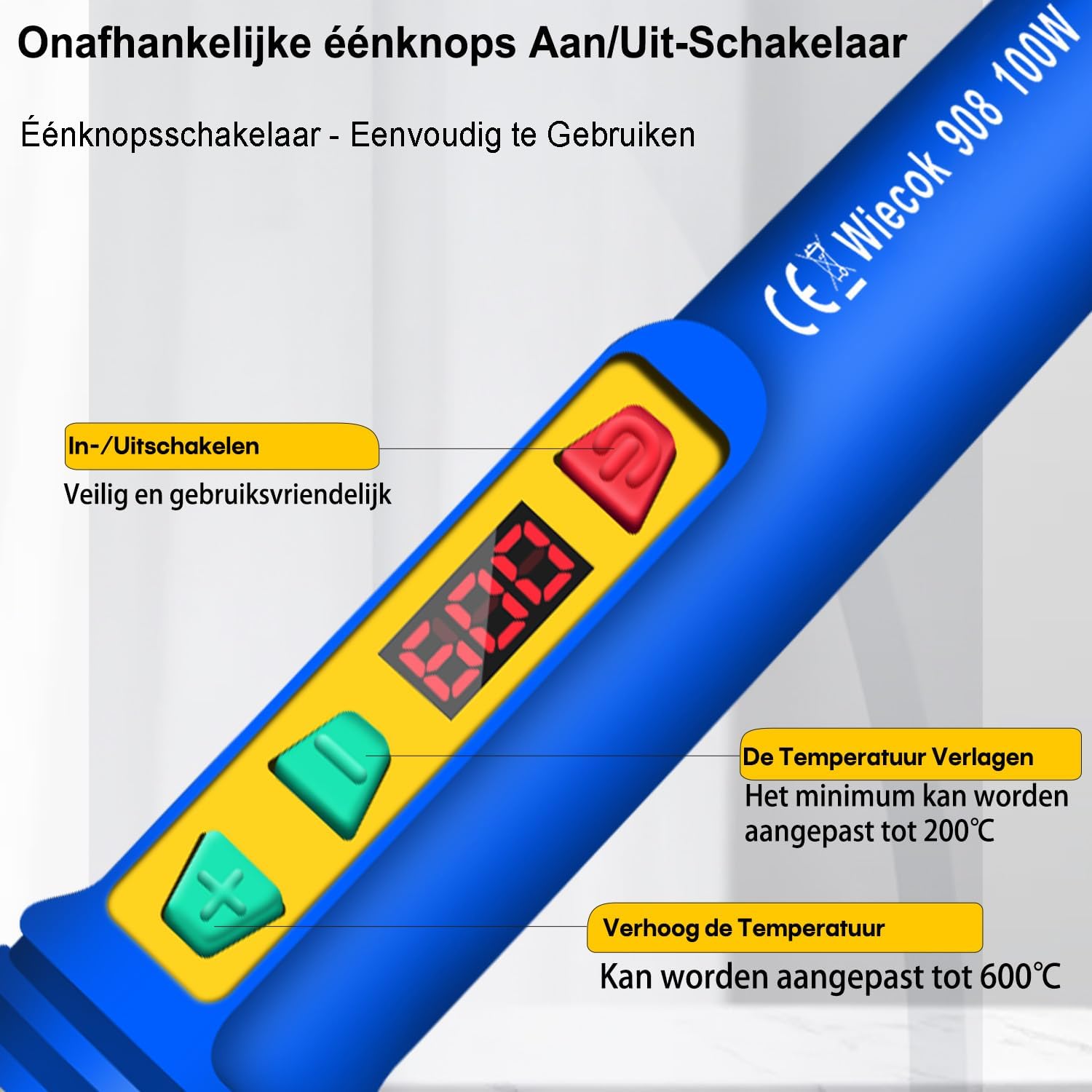 Thumbnail 3 de Wiecok 908 soldeerbout 100 W met lcd-scherm en 5 soldeerstiften