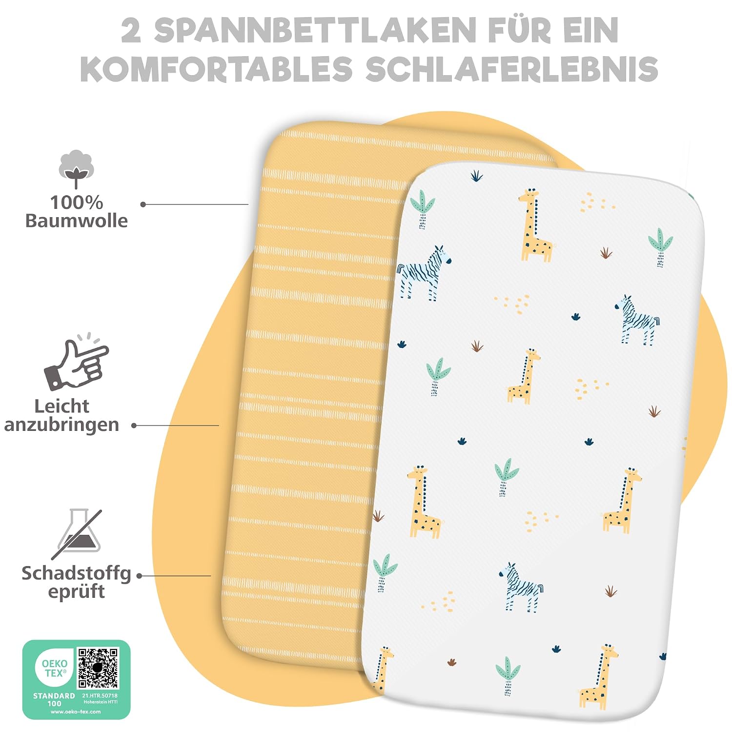 Thumbnail 2 de Spannbettlaken 55x90 cm 3er-Set Savanne