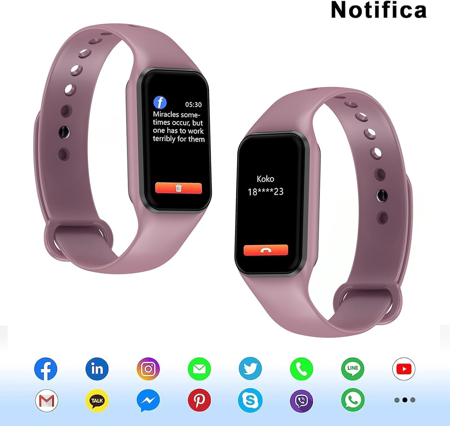 Detalle de Baolubao Smartwatch Donna R1: Orologio Fitness 1,47'' con SpO2, Sonno, Contapassi e Notifiche (2 cinturini)