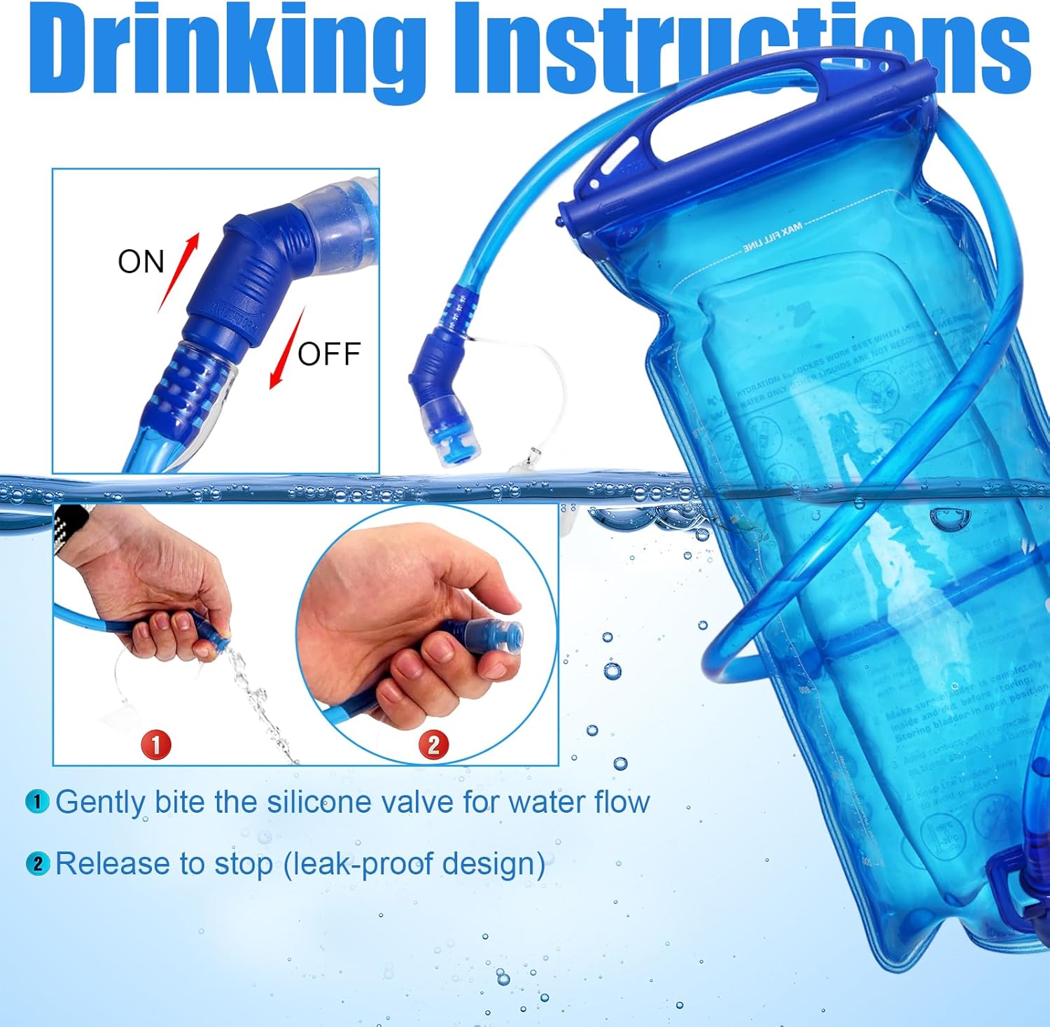 Thumbnail 3 de ONETOALL Running Vest Hydration Backpack (6L) with 500ml bottle & 2L bladder, reflective trail vest