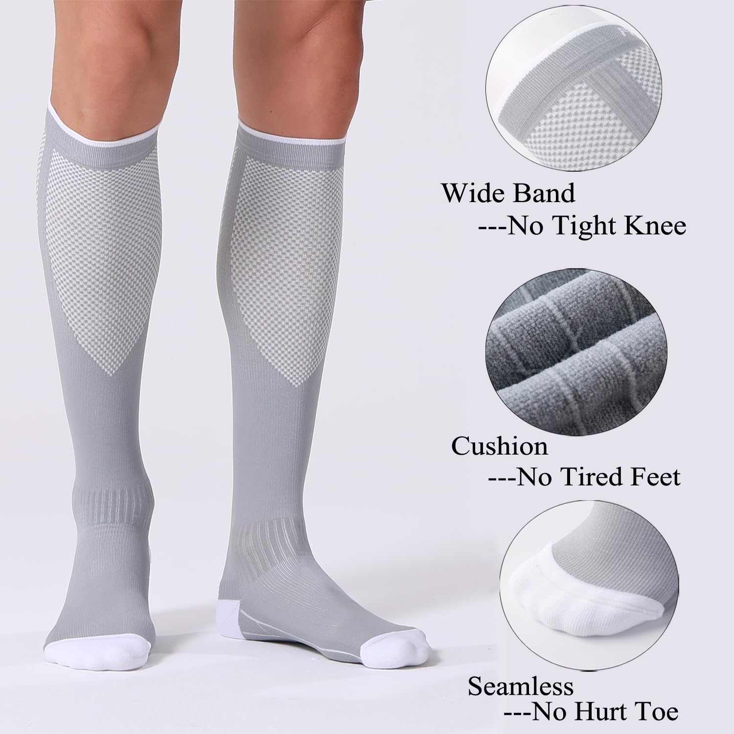 Detalle 2 de FITRELL Compression Socks for Women and Men, Knee-High, 20–30 mmHg, 3 Pairs