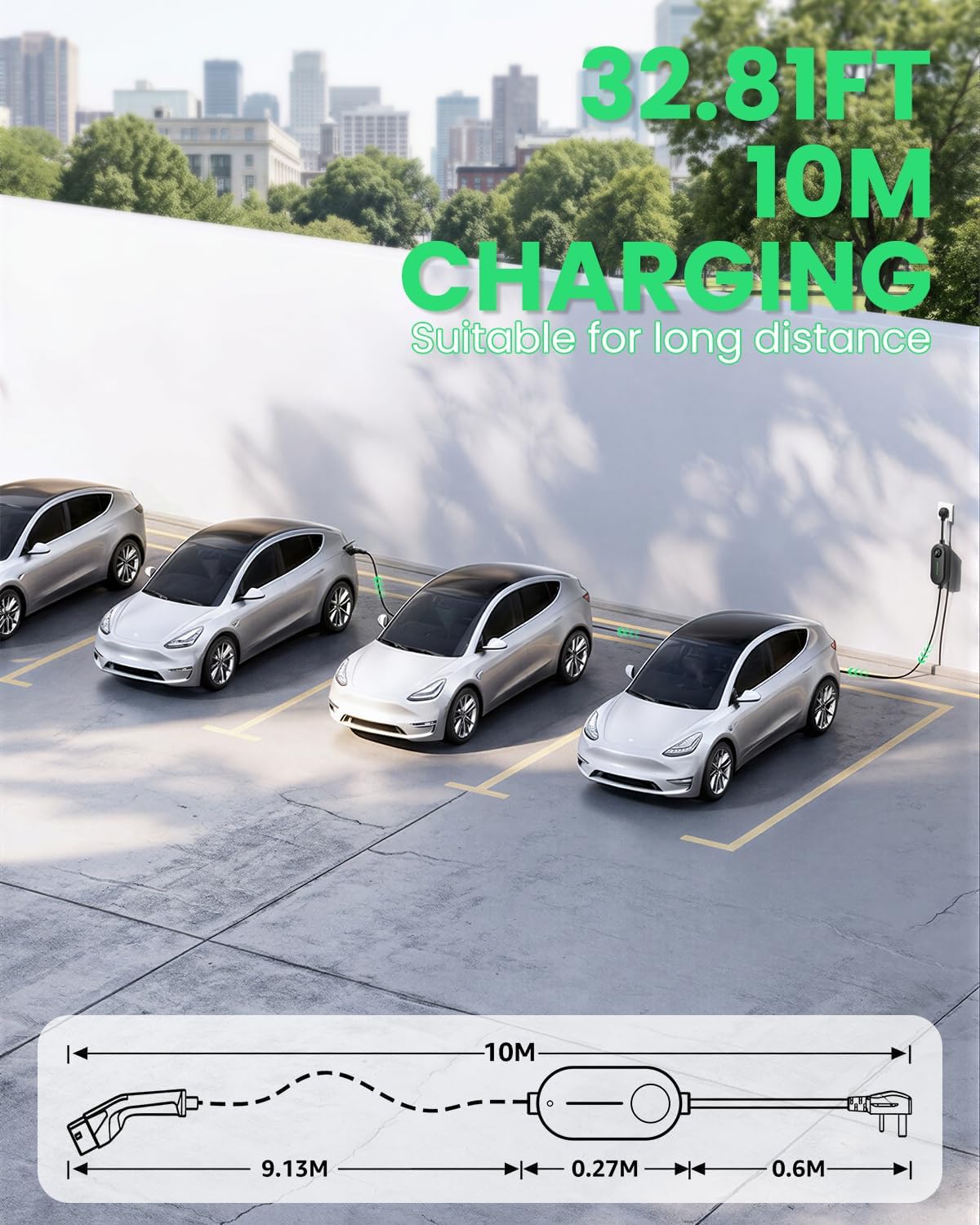 Thumbnail 6 de GONEO Type 2 to 3 Pin Plug EV Charger (10M, IP66) with Temperature Monitoring and Leakage Protection