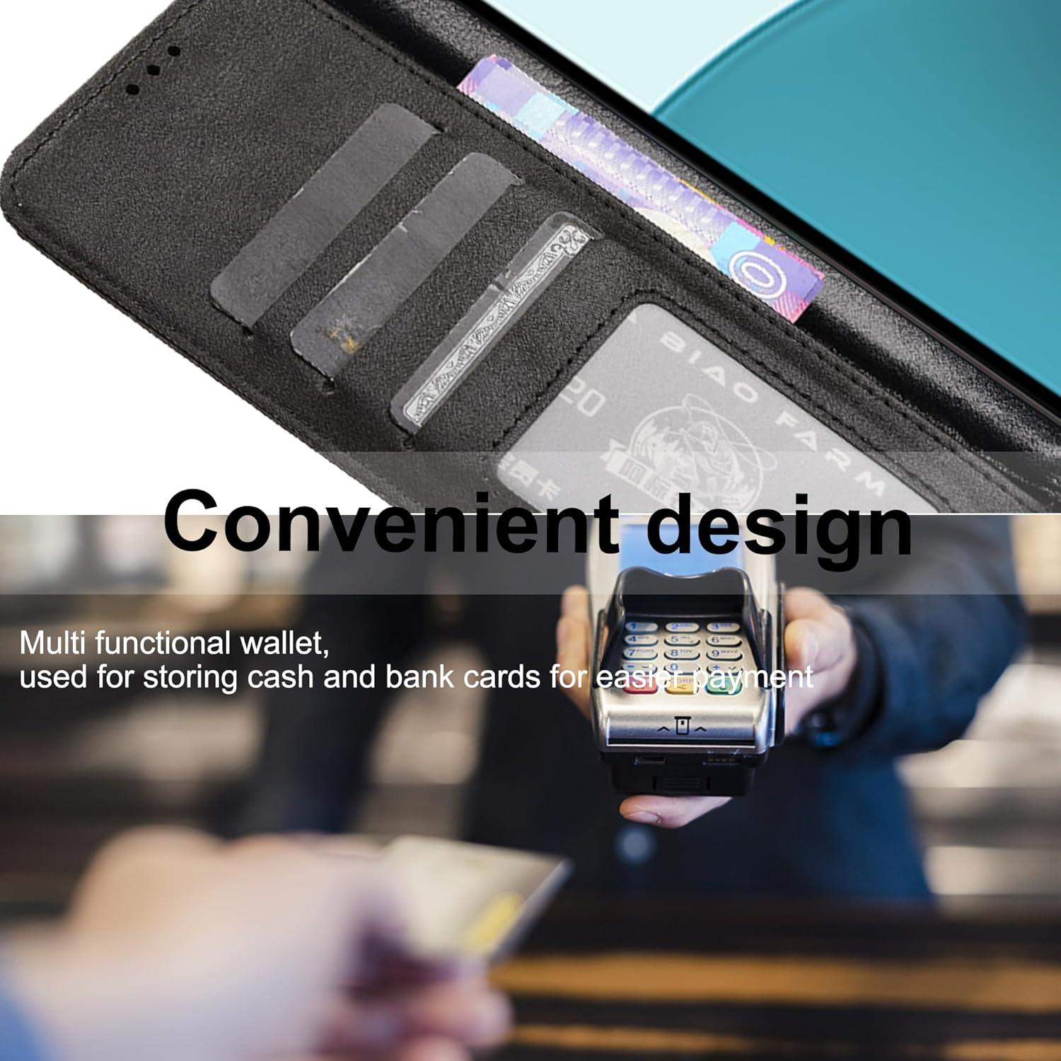 Thumbnail 2 de Fitudoos Leder-Brieftasche Hülle für Oppo Reno 14 F/FS – Magnetverschluss, Standfunktion, RFID-Schutz