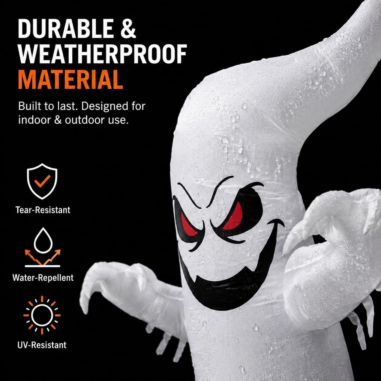 Detalle de LAASOFANI HI-Ghost-Flash 4.6 ft Inflatable Window Ghost with White LEDs