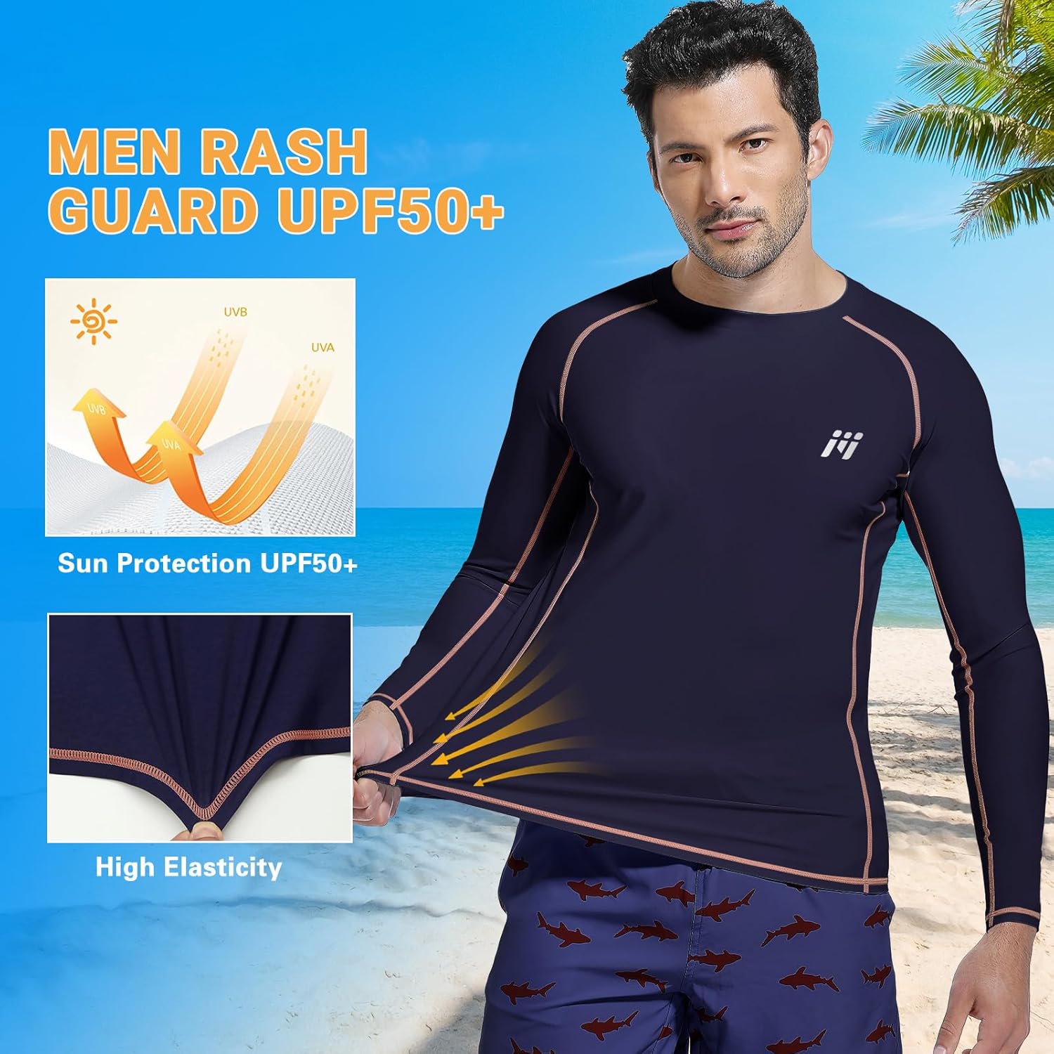 Thumbnail 2 de MEETWEE Rash Guard da uomo a maniche lunghe con protezione UV UPF 50+ e asciugatura rapida