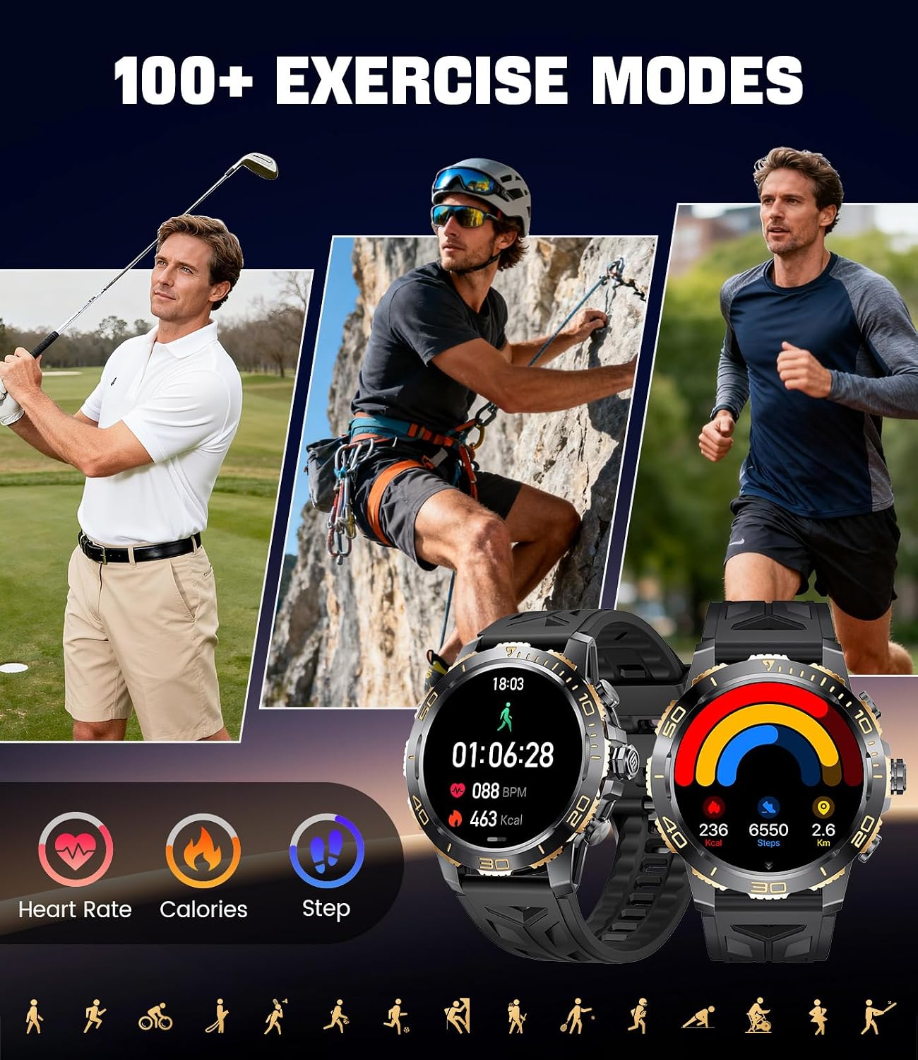 Thumbnail 6 de LIGE Smart Watch for Men with LED Flashlight