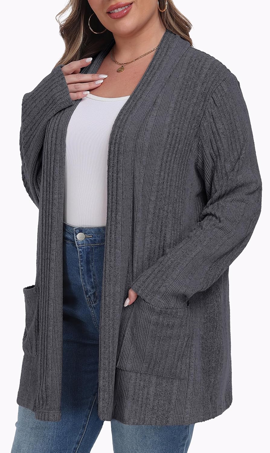 Thumbnail 1 de OLRIK Plus Size Cardigan with Pockets