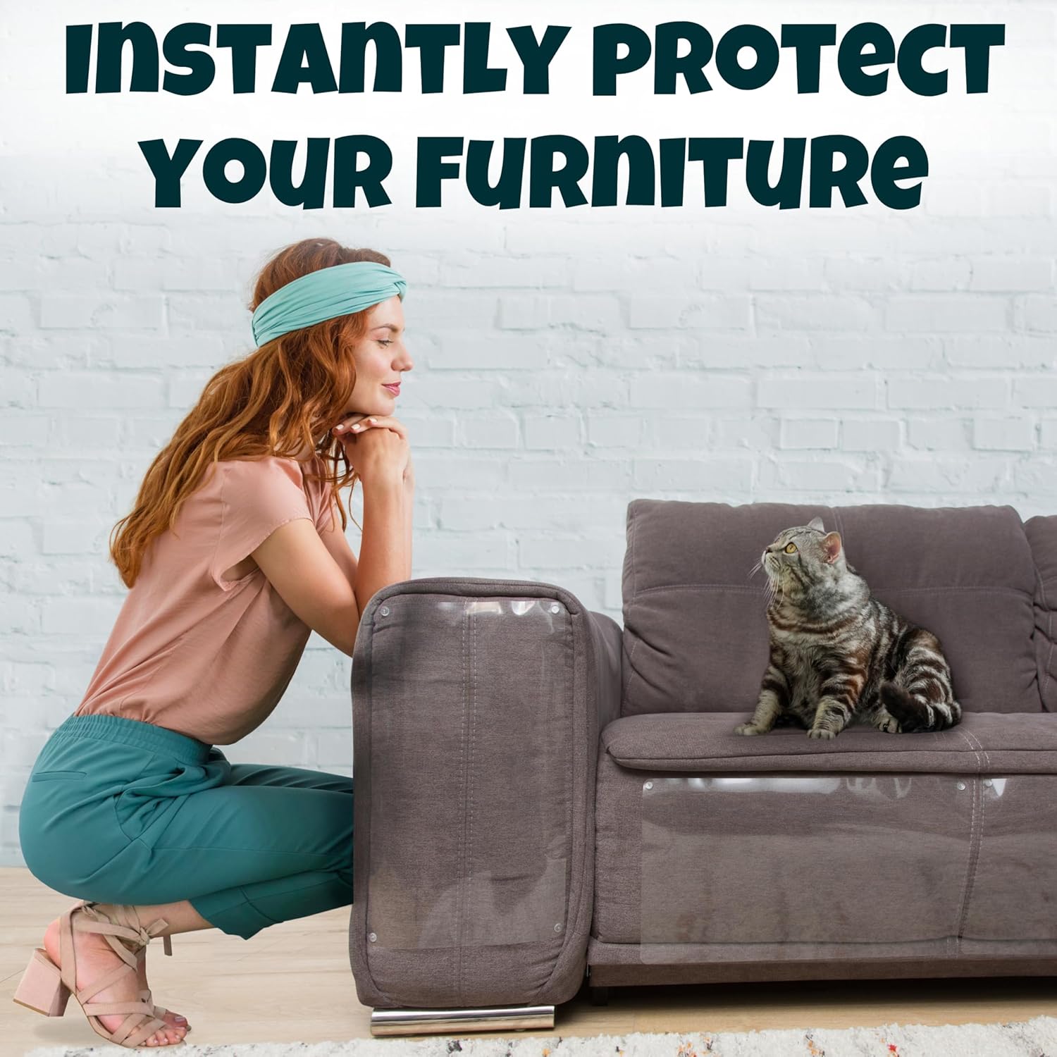 Detalle de FixZilla Anti Cat Scratch Furniture Protector – 10-Pack (Couch & Corner Guards)