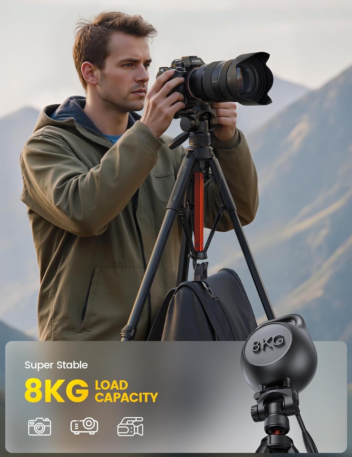 Thumbnail 1 de Lamicall 67 inch camera tripod with 8kg load