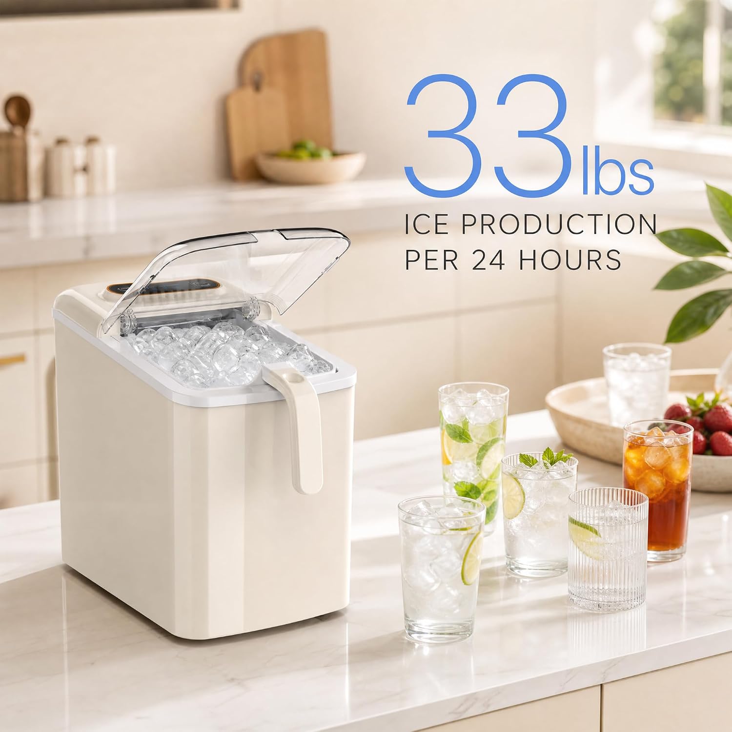 Detalle 1 de Borcolo BO-FZB-12X9C Countertop Ice Maker, 2 Bullet Sizes, 9 Cubes in 6 Minutes