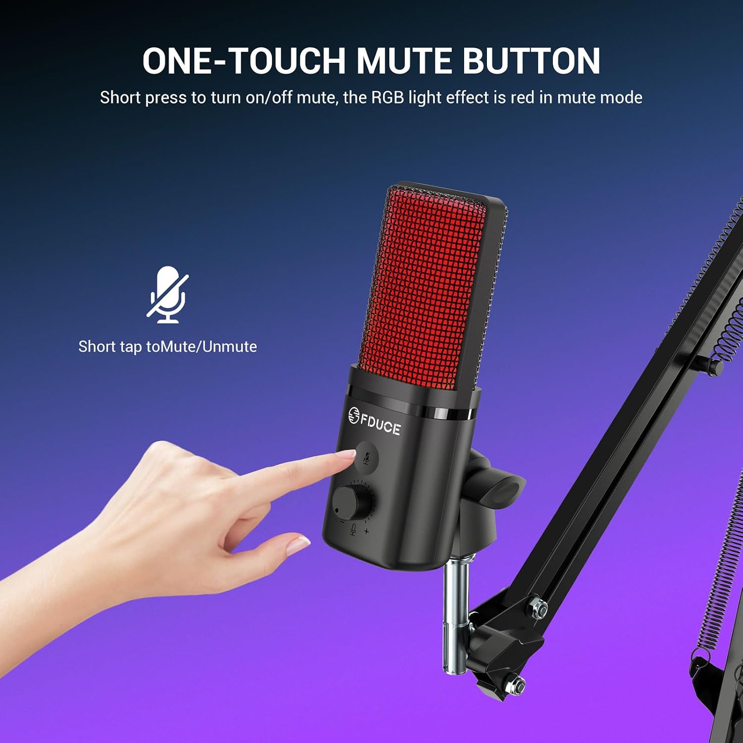 Thumbnail 4 de FDUCE M160 USB-gamingmicrofoonset met cardioïde opname, mute en RGB