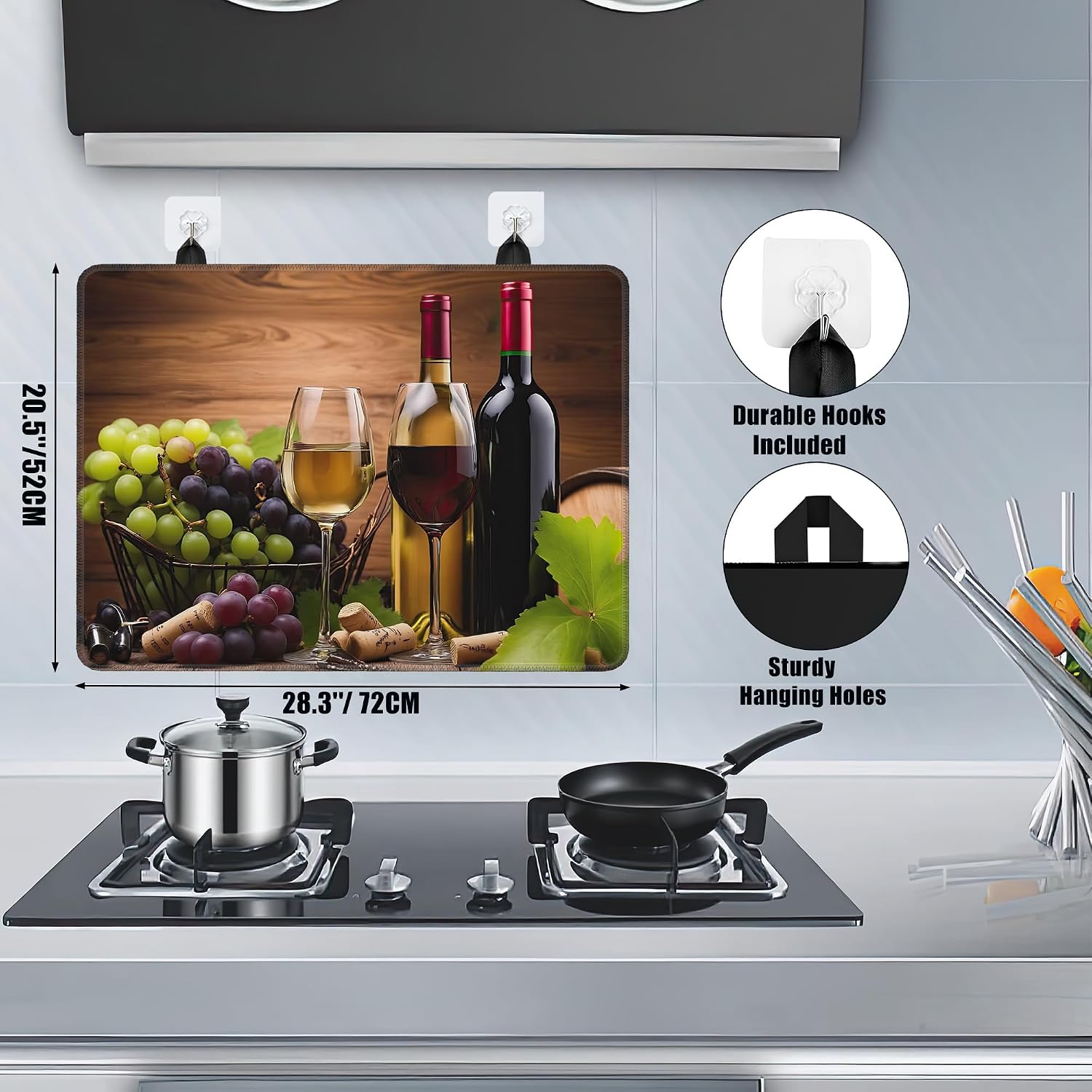 Detalle de YIKTI Wine Glasses Stove Cover, 28 x 20-Inch Washable Natural Rubber Mat