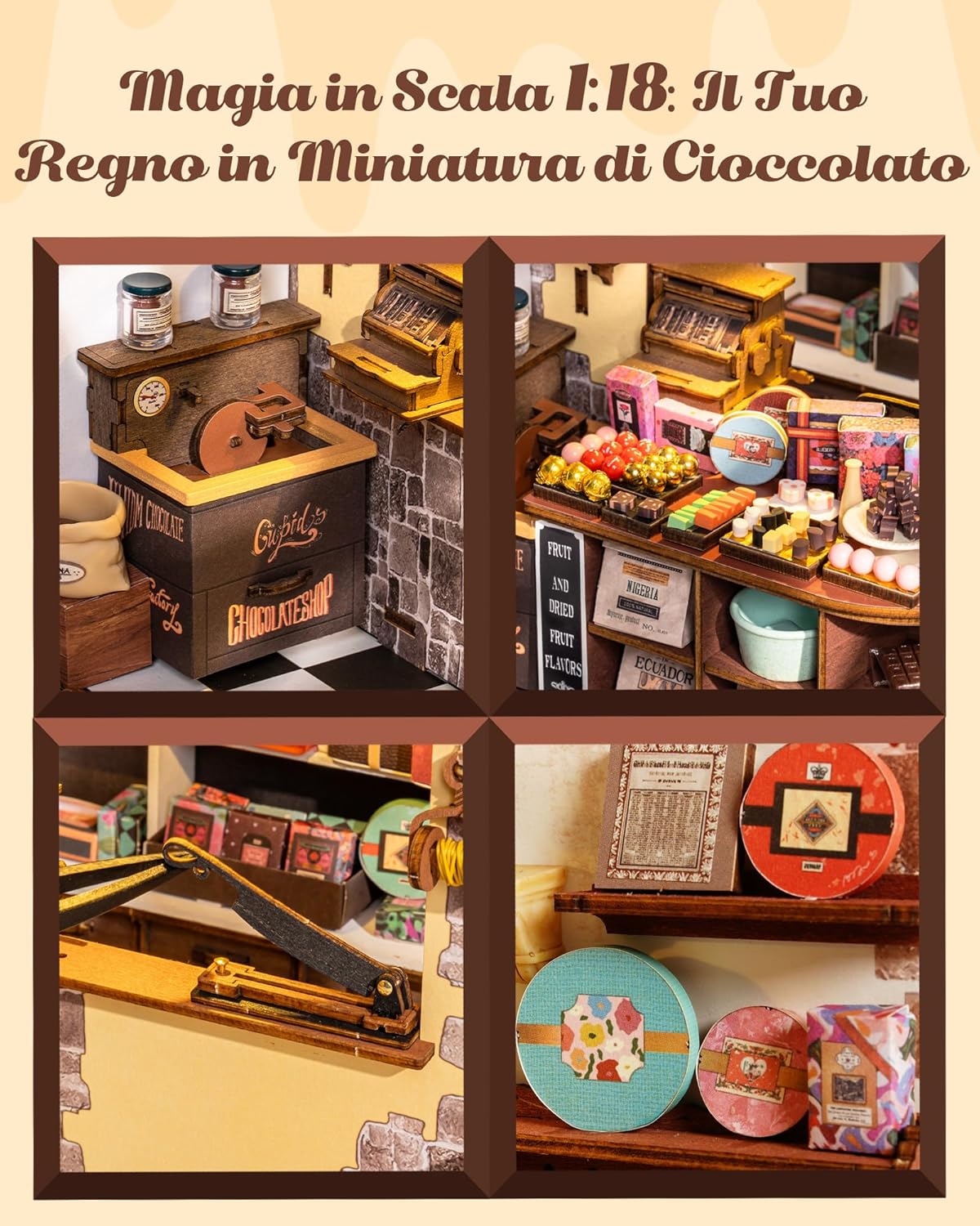 Detalle de Rolife Miniature Casa Cioccolateria di Henry kit 330 pezzi