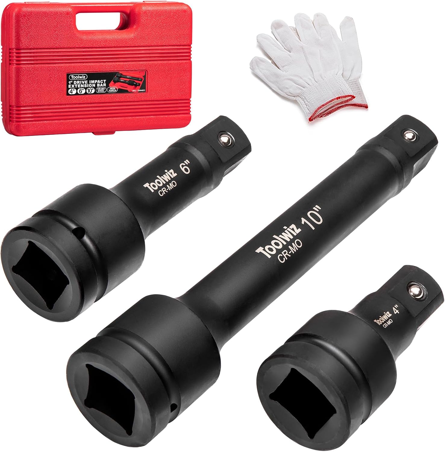 Toolwiz 1 inch Socket Extension Set (4", 6", 10") – Cr-Mo Steel Impact Extension Bars in PVC Box