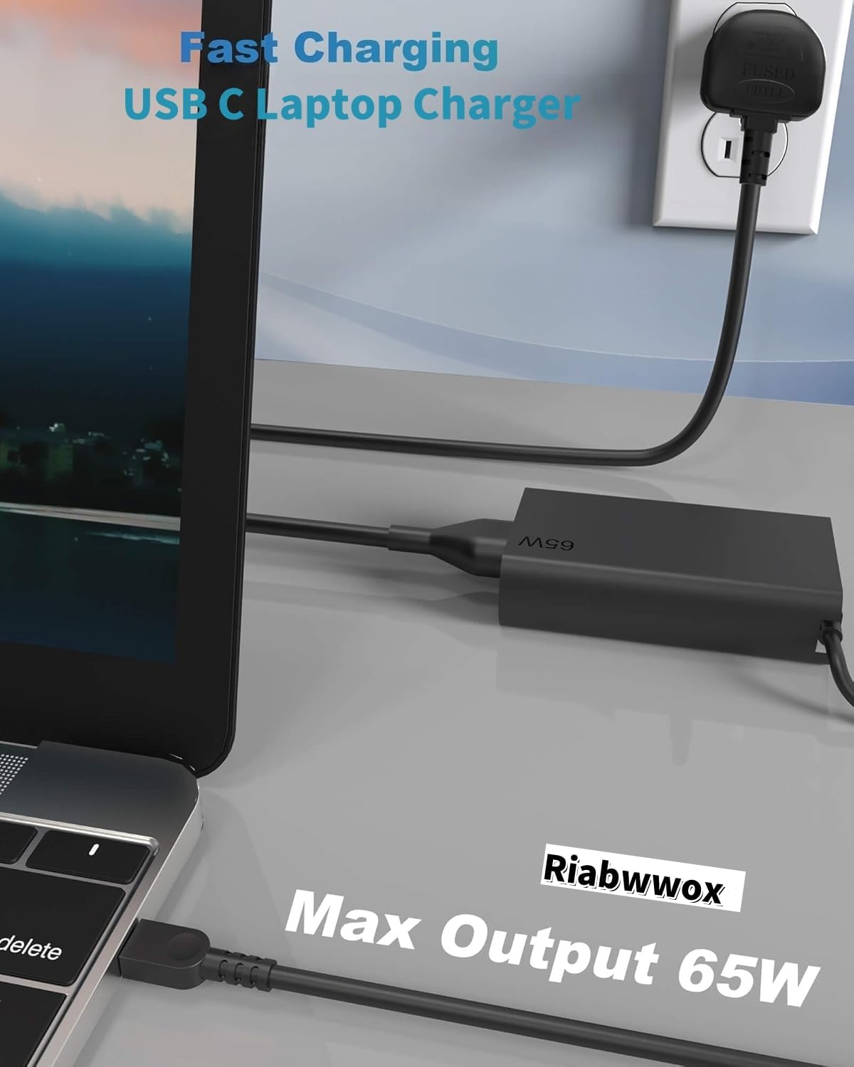 Thumbnail 1 de Riabwwox New Slim USB C Charger 65W