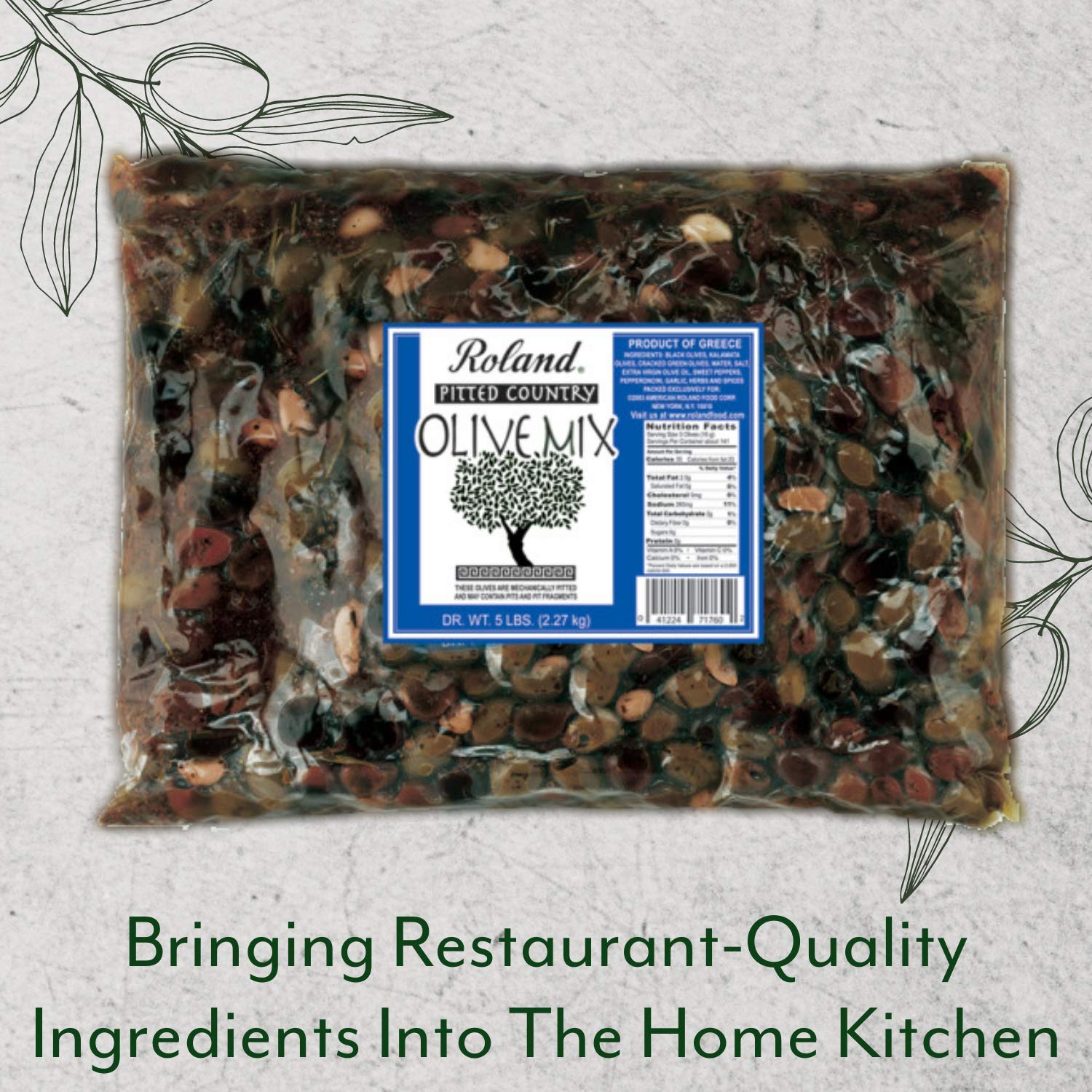Detalle de Roland Foods 71760 Greek Country Olive Mix, Pitted with Garlic and Pepperoncini