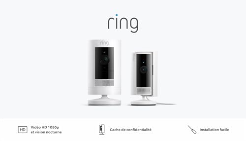 Detalle de Ring Caméra extérieure sans fil (Stick Up Cam) + Ring Caméra intérieure — pack sécurité complete