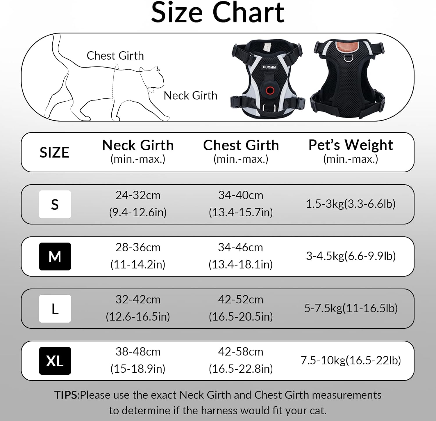 Detalle de Cat Harness and Leash Set with AirTag Holder – Escape-Proof, Adjustable Vest for Large Cats (Size L) with Reflective Strips