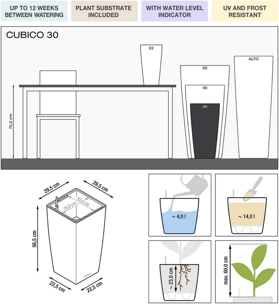 Thumbnail 1 de LECHUZA Cubico Premium 30 bianco lucido
