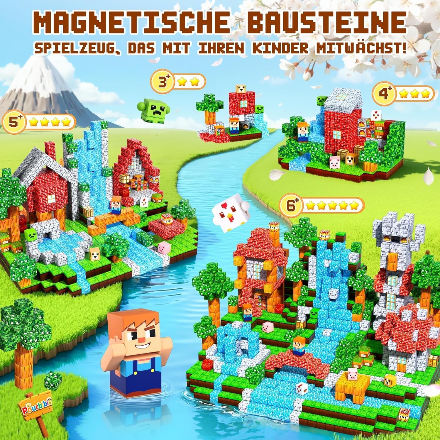 Thumbnail 2 de Pourbibi Magnetische Bausteine 108 Teile 🧩