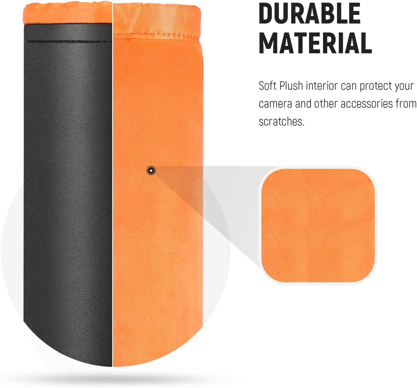 Thumbnail 4 de NEEWER pochette en néoprène pour objectif photo (4 tailles) – sac de protection épais intérieur orange