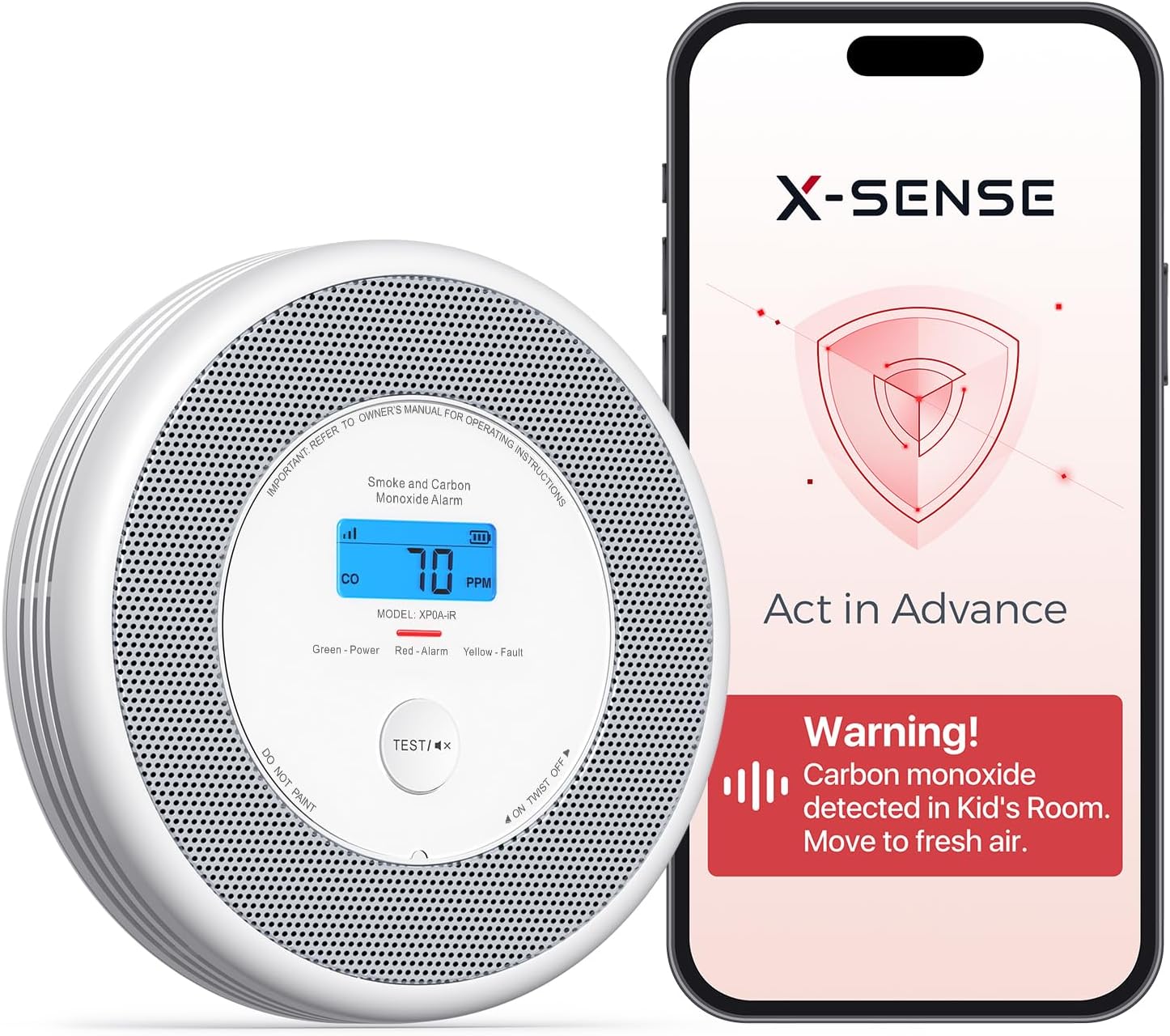 X-Sense XP0A-iR Wi‑Fi Combination Smoke and Carbon Monoxide Alarm