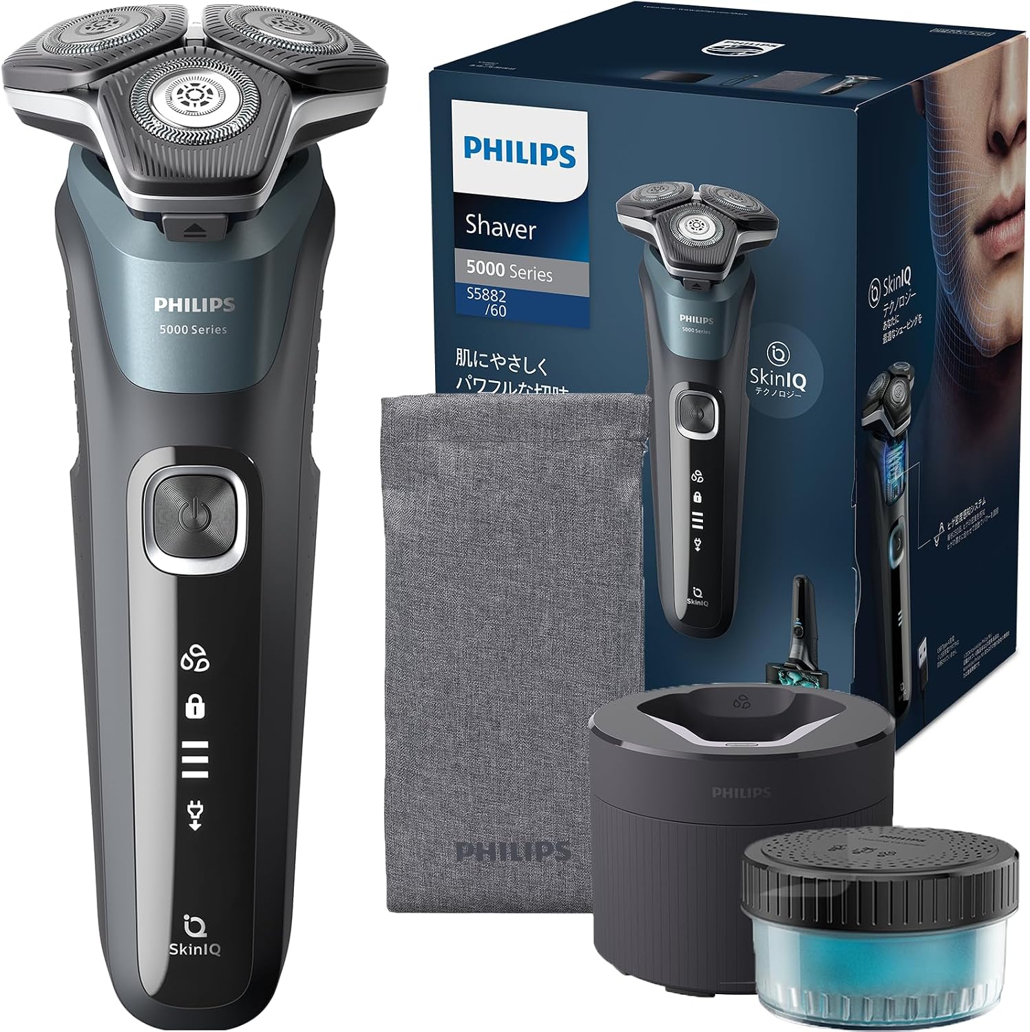 Detalle de PHILIPS 5000シリーズ S5882/60 回転式電動シェーバー 45枚刃・お風呂剃り対応・洗浄機付き