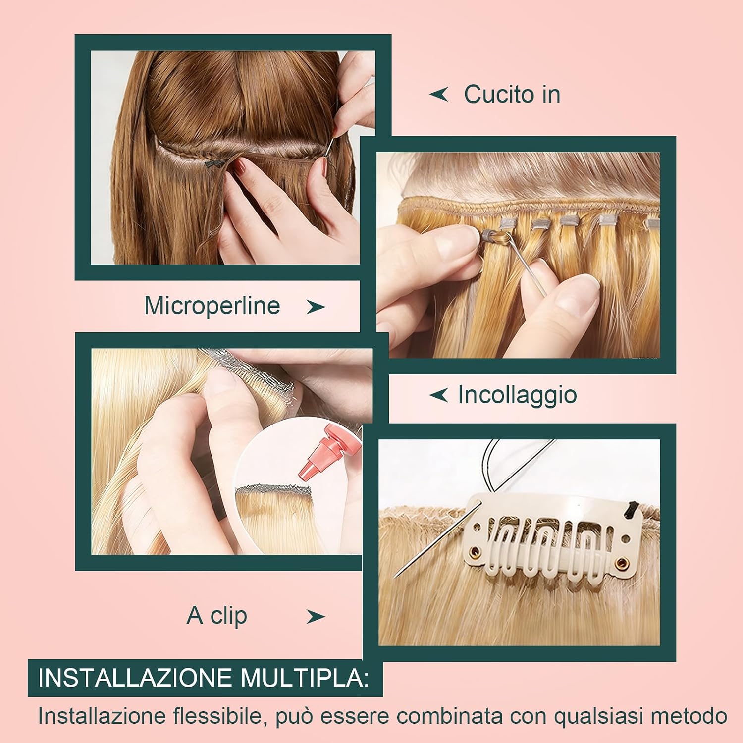 Detalle de Easyouth Weft Remy Hair Extension 100g – Bianco Biondo 55 cm