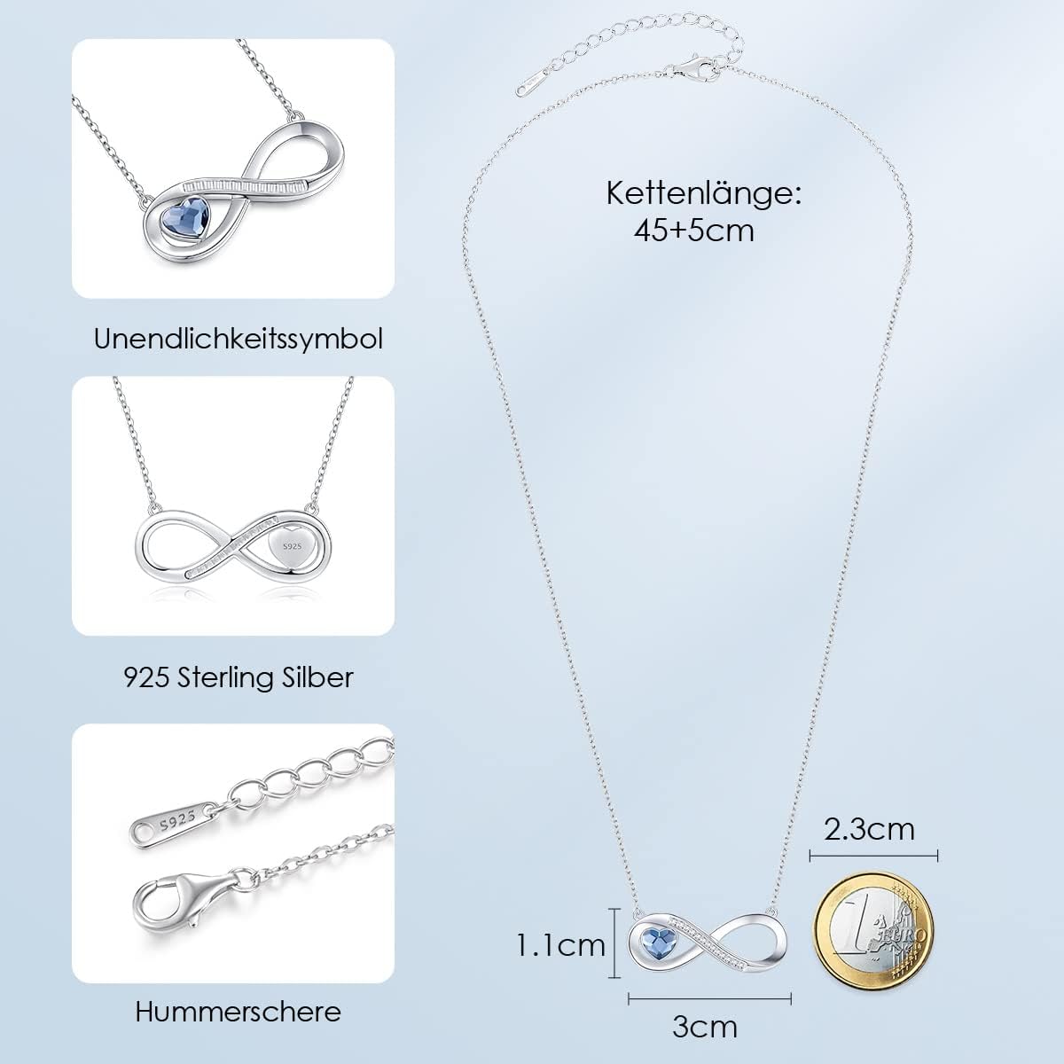 Detalle de LOUISA SECRET Collana Donna Argento 925, Ciondolo Cuore Infinito con Opale – Regalo elegante e ipoallergenico