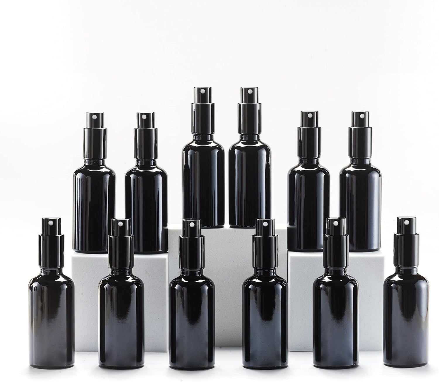 Detalle de Yizhao Schwarz Sprühflasche aus Glas 50 ml (12er-Set) mit Zerstäuber