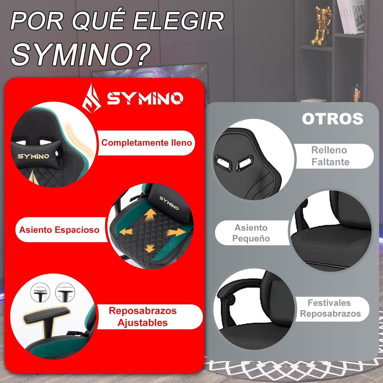 Thumbnail 6 de Symino Chaise Gamer Ergonomique Fauteuil