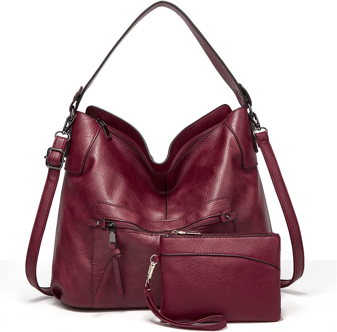 Thumbnail 6 de Gladdon Women’s Faux Leather Shoulder Bag Hobo Style Large Crossbody with Wristlet