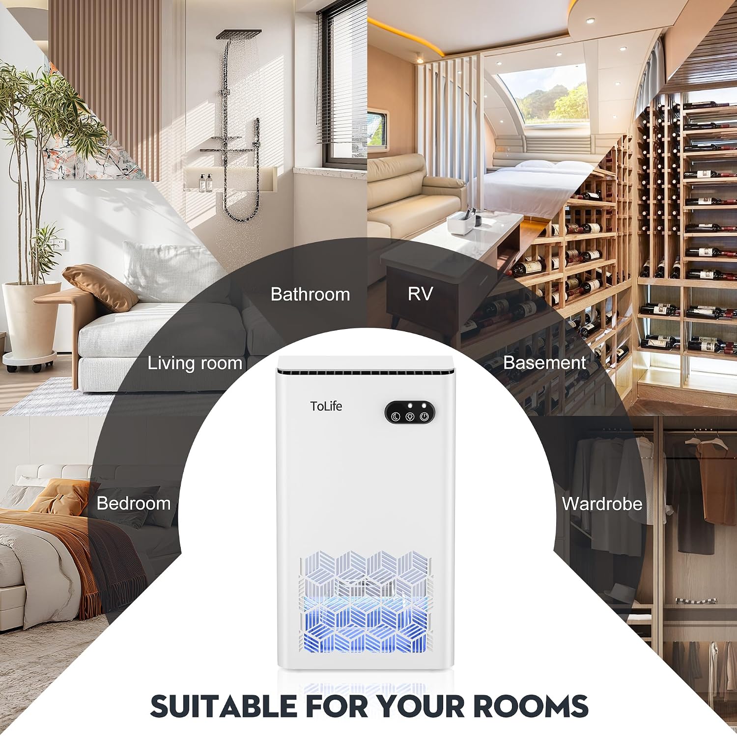 Thumbnail 6 de ToLife Dehumidifier for Home — 1000 sq.ft, 95 OZ Tank, LED Night Light