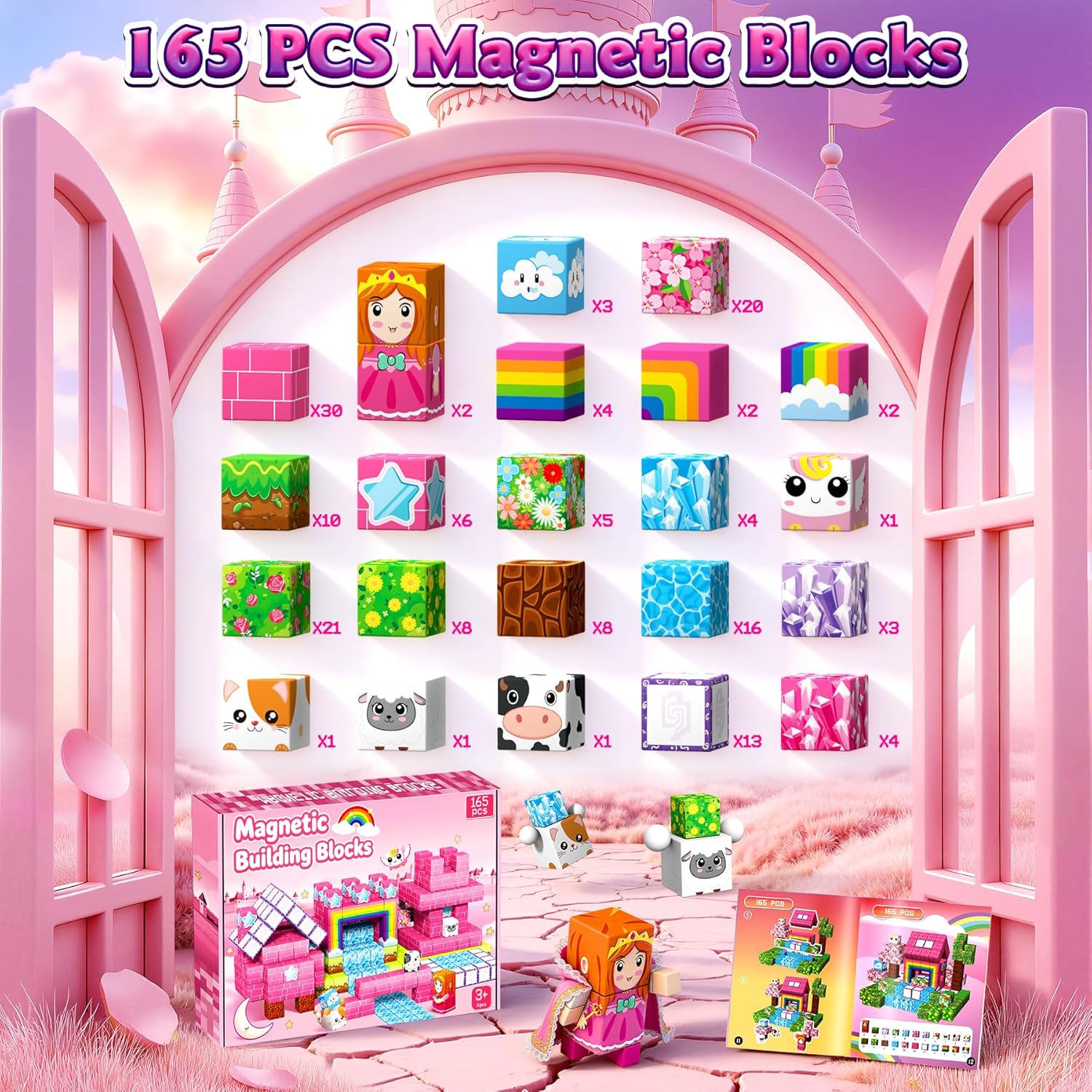 Thumbnail 4 de Prinhero Magnetische Bausteine mit 165 Teilen – Magnetspielzeug für Kinder ab 4 Jahren