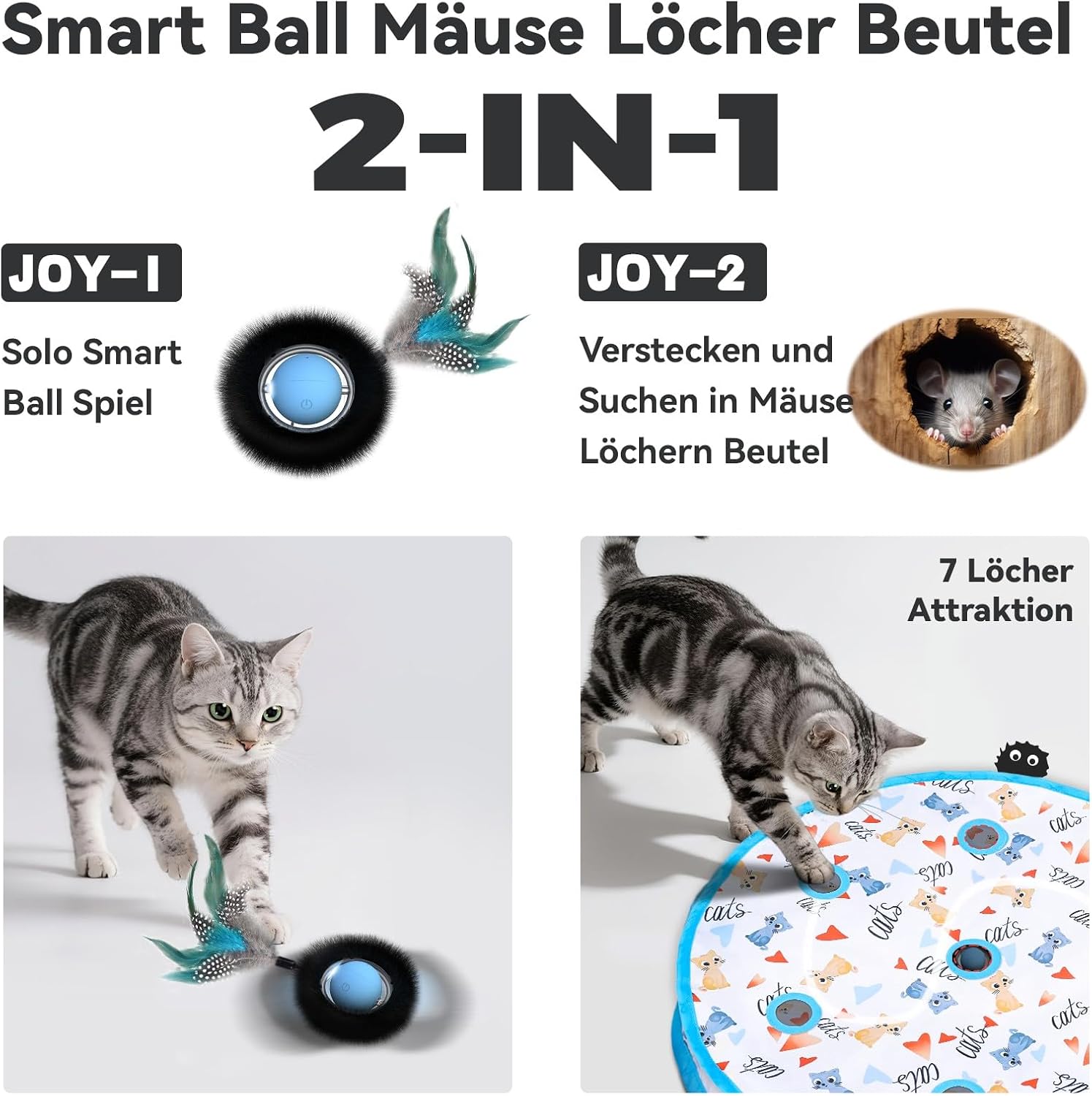 Detalle 2 de Katzenspielzeug für drinnen mit 7 Löchern