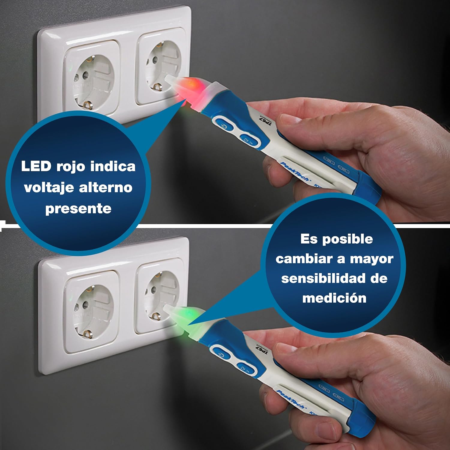 Detalle de PeakTech 1032 comprobador sin contacto 12-1000 V