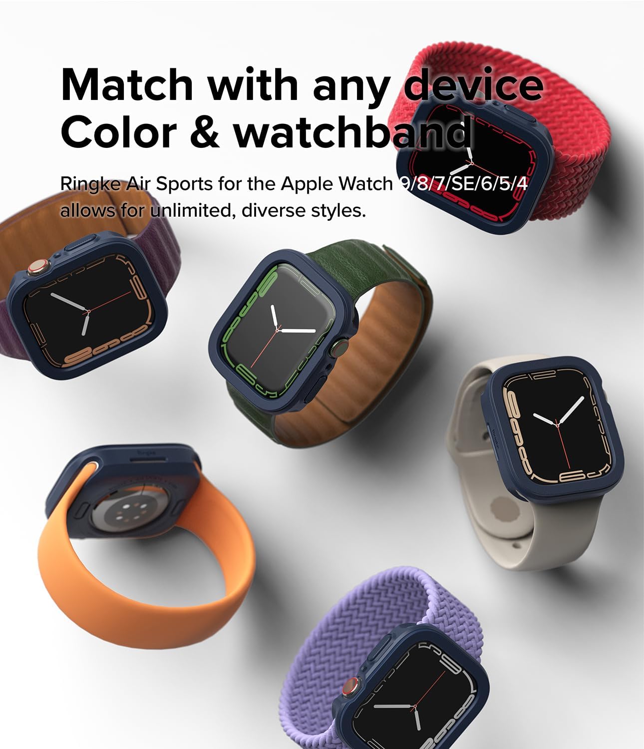 Detalle de Ringke Air Sports for Apple Watch Series 9/8/7 (41mm) and SE (40mm) Navy – Slim, Flexible TPU Case