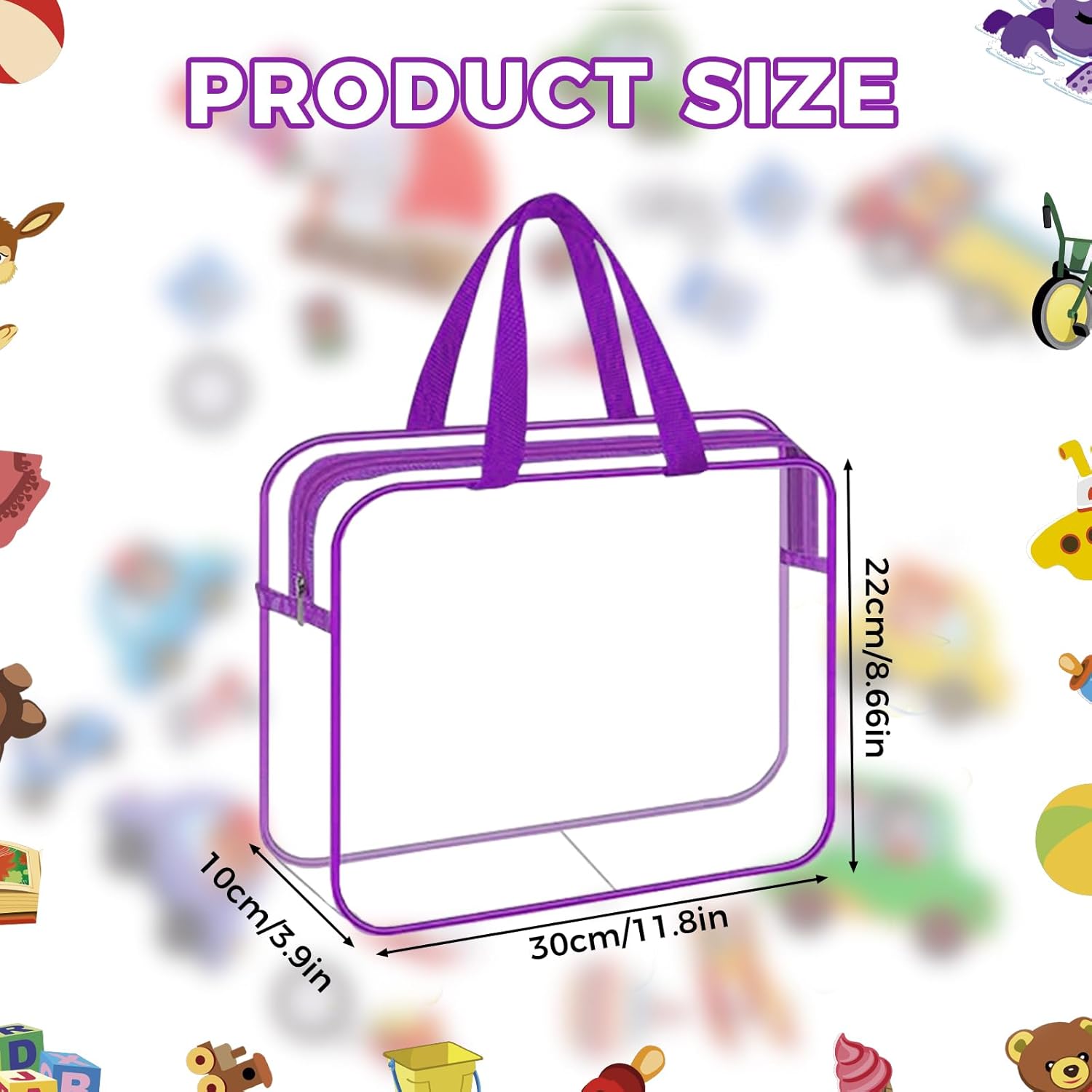 Thumbnail 1 de 6 Colors Clear Toy Storage Bags with Handles – 11.8 x 8.6 x 3.9in, PVC Waterproof Reusable Organizer Pouches