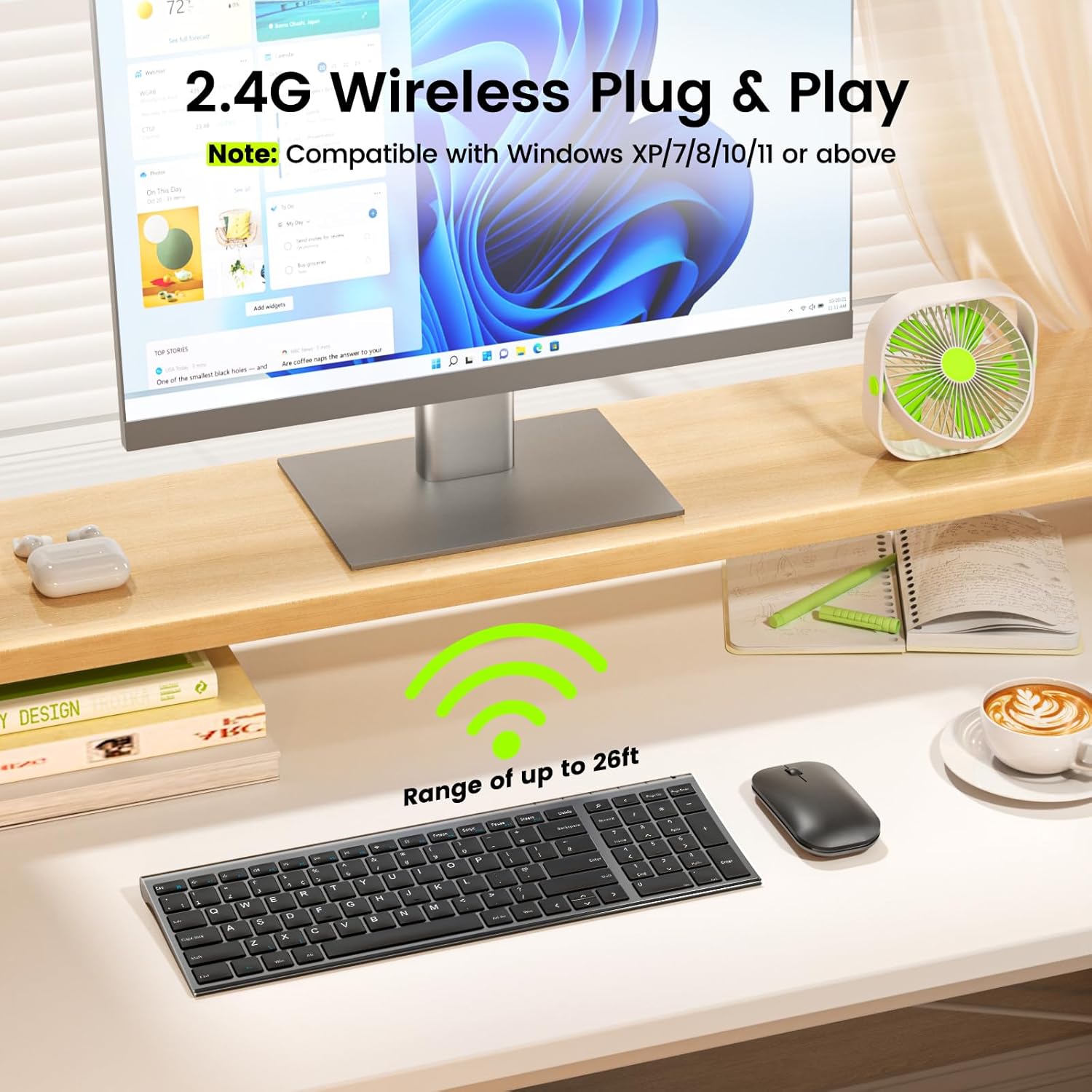 Detalle 2 de seenda WGJP-031B compact wireless keyboard and mouse set