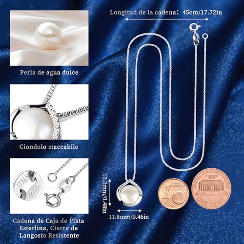 Thumbnail 3 de B.Catcher Collar de Perlas de Agua Dulce en Plata de Ley 925, 8 mm, 45 cm