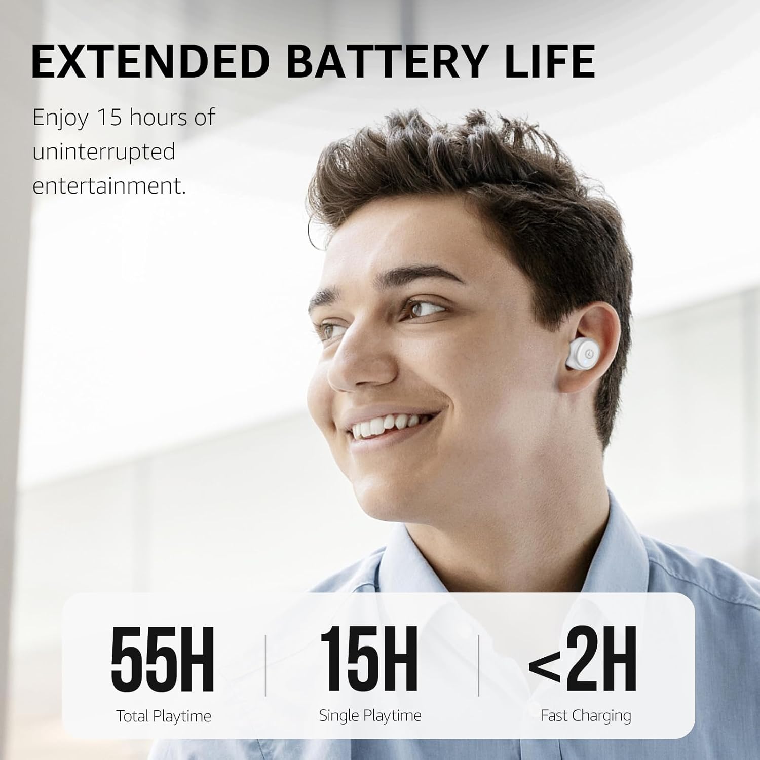 Detalle de TOZO T10: cuffie Bluetooth 5.3 con controllo touch, EQ OrigX 2.0 e 55 ore di autonomia