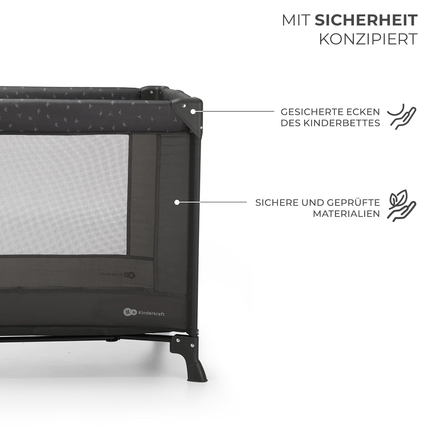 Detalle 2 de Kinderkraft JOY LIGHT Reisebett: kompaktes, sicheres Babybett für Zuhause und unterwegs