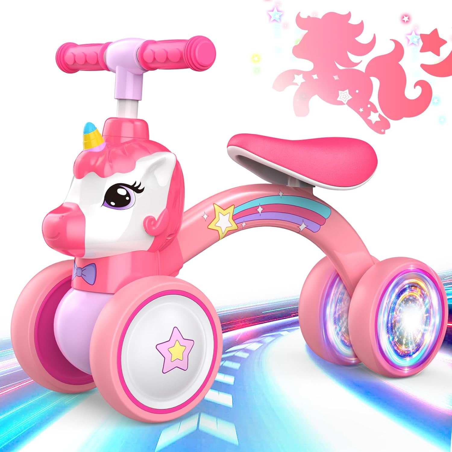 Detalle de Dromlag Unicorn Balance Bike 1–2 Years: 2 Wheels, Lighting Ride-On for Toddlers
