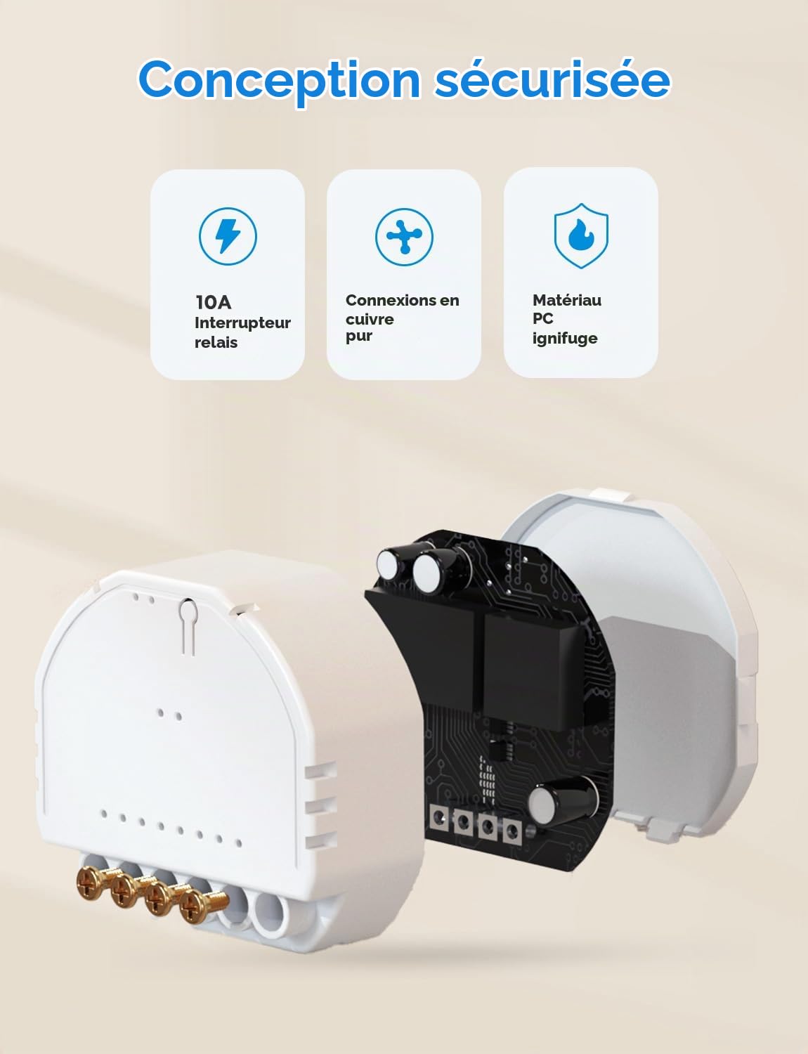Detalle 2 de Meross MSS815 slimme schakelaar met Matter, 230 V en spraakbediening