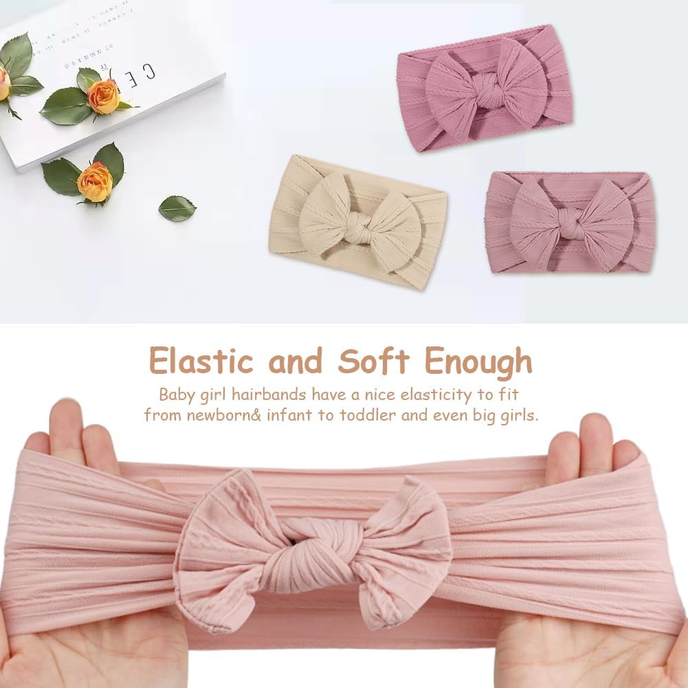 Thumbnail 3 de DiULi Fasce Bambina Neonata, Set da 3 Fasce con Fiocco in Nylon Elasticizzato – 0–3 Anni