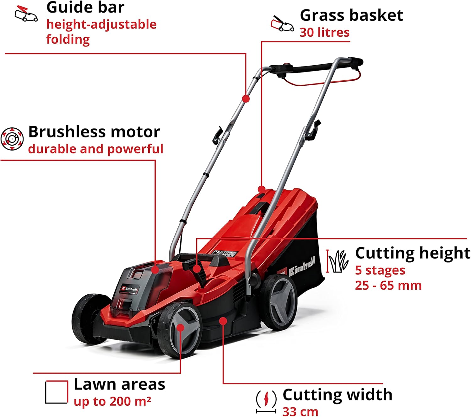 Thumbnail 2 de Einhell Power X-Change GE-CM 18/33 Li cordless lawnmower kit (18V) with 4.0Ah battery & charger