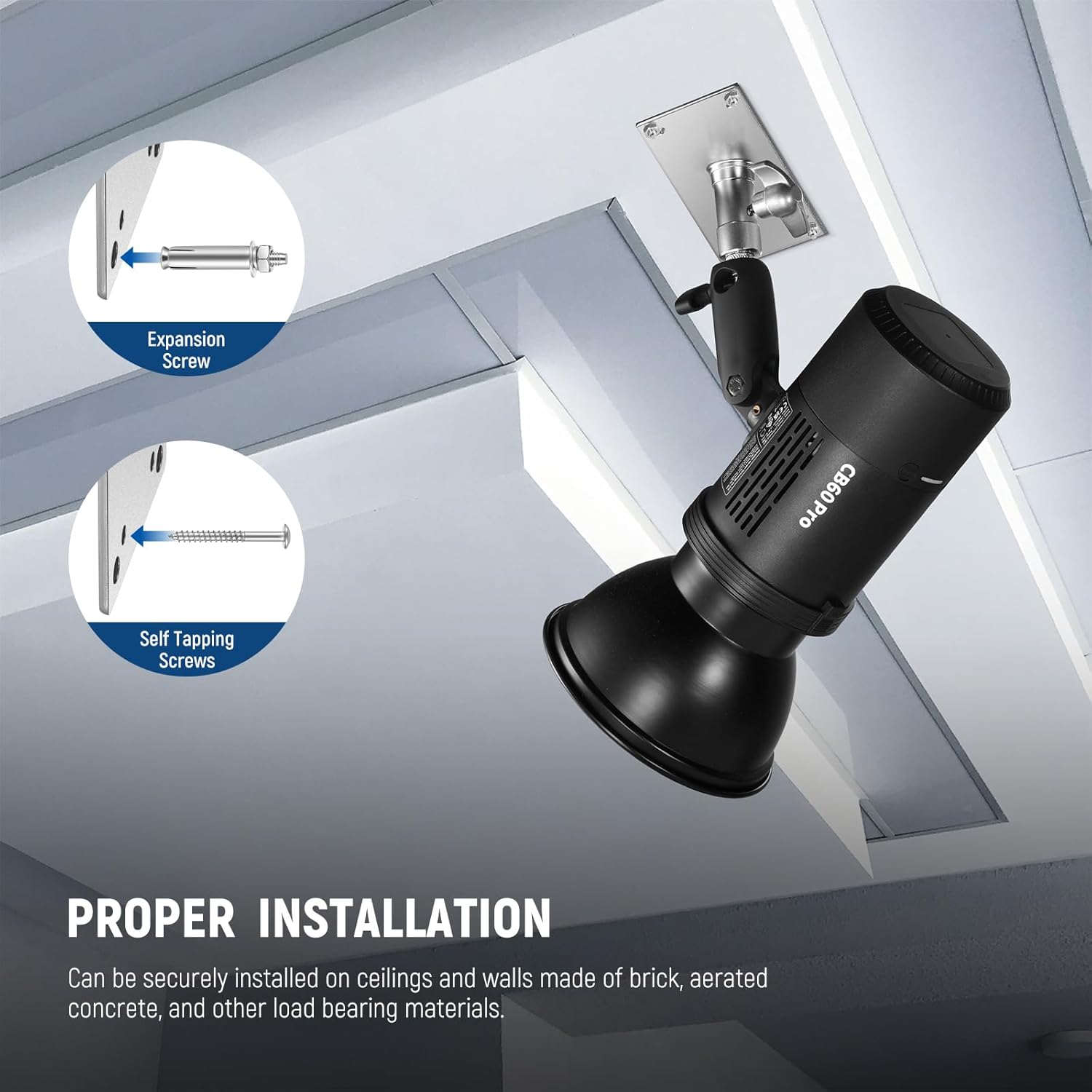 Detalle de Neewer ST-WM1 3.34 inch wall/ceiling mount with 5/8" baby pin receiver and 1/4" thread